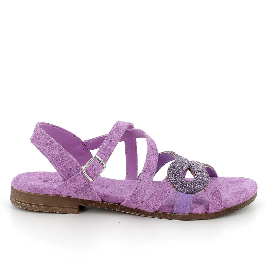 Woman Igi&Co Sandals And Flip Flops-Lilac Women'S Leather Sandals