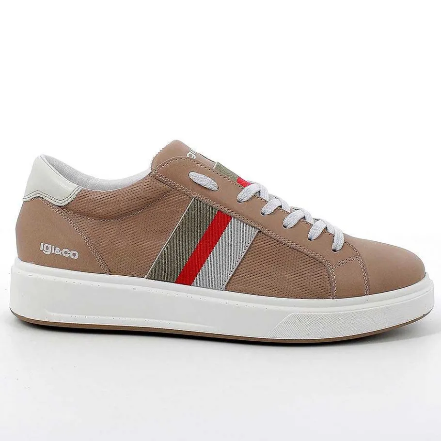 Man Igi&Co Sneakers-Men'S Leather Sneakers Taupe-Ice