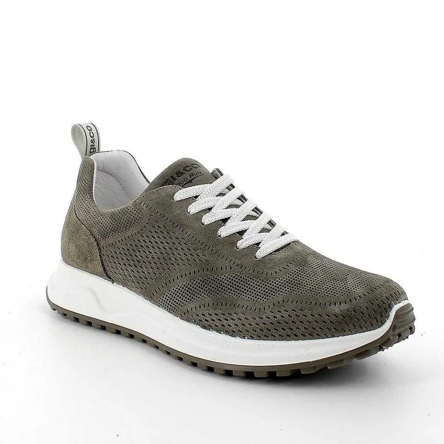 Man Igi&Co Sneakers-Military Green Men'S Leather Sneakers