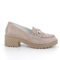 Woman Igi&Co Heeled Shoes-Mink Women'S Leather Heeled Loafers