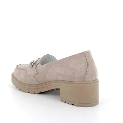 Woman Igi&Co Heeled Shoes-Mink Women'S Leather Heeled Loafers