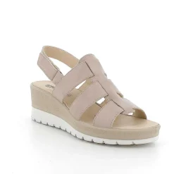 Woman Igi&Co Wedges-Mink Women'S Leather Wedge Sandals