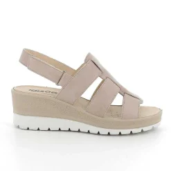 Woman Igi&Co Wedges-Mink Women'S Leather Wedge Sandals