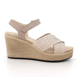 Woman Igi&Co Wedges-Mink Women'S Leather Wedge Sandals