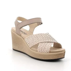 Woman Igi&Co Wedges-Mink Women'S Leather Wedge Sandals