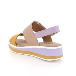 Woman Igi&Co Wedges-Mustard-Beige Women'S Leather Wedge Sandals