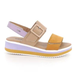 Woman Igi&Co Wedges-Mustard-Beige Women'S Leather Wedge Sandals