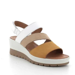 Woman Igi&Co Wedges-Mustard-White Women'S Leather Wedge Sandals
