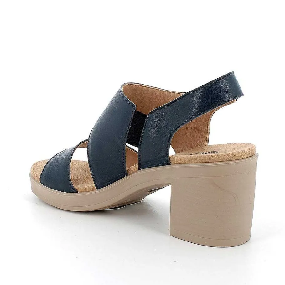 Woman Igi&Co Heeled Shoes-Navy Women'S Leather Heeled Sandals