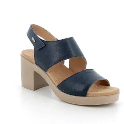 Woman Igi&Co Heeled Shoes-Navy Women'S Leather Heeled Sandals