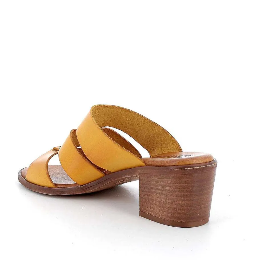 Woman Igi&Co Heeled Shoes-Ocher Women'S Leather Heeled Sandals