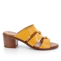 Woman Igi&Co Heeled Shoes-Ocher Women'S Leather Heeled Sandals