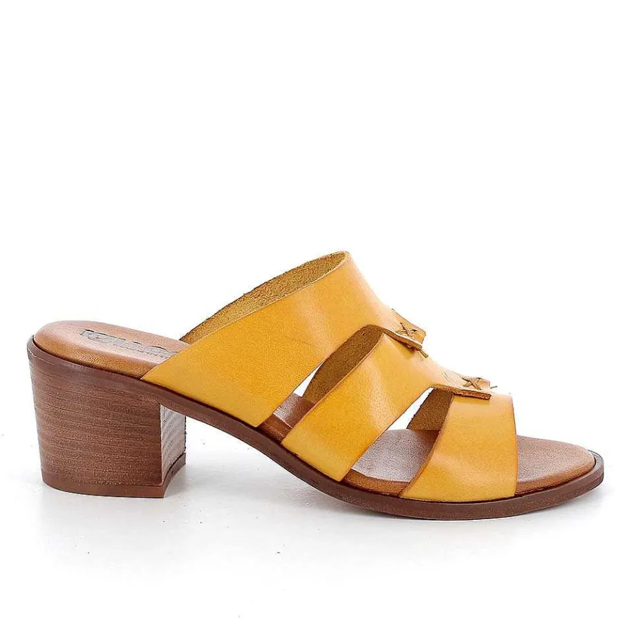Woman Igi&Co Heeled Shoes-Ocher Women'S Leather Heeled Sandals