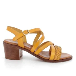 Woman Igi&Co Heeled Shoes-Ocher Women'S Leather Heeled Sandals
