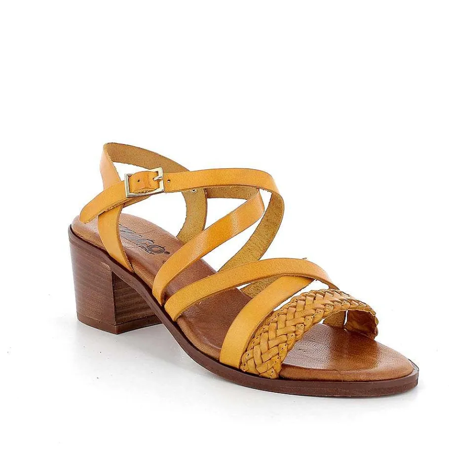 Woman Igi&Co Heeled Shoes-Ocher Women'S Leather Heeled Sandals