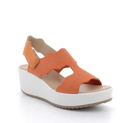 Woman Igi&Co Wedges-Orange Women'S Leather Wedge Sandals