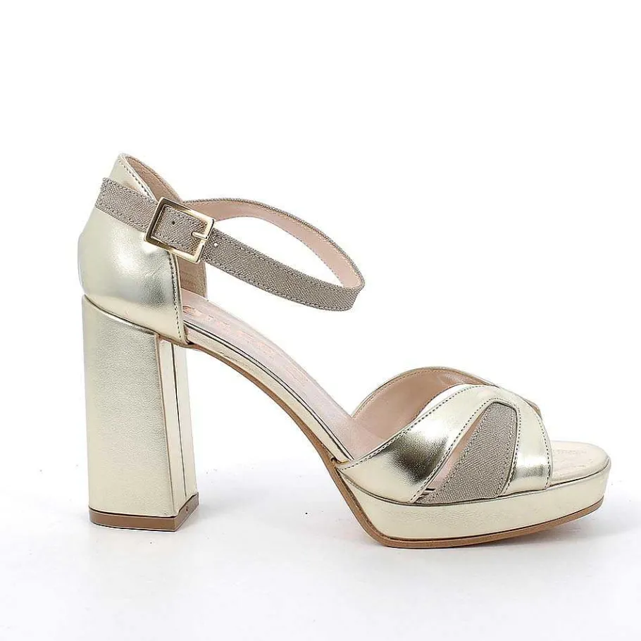 Woman Igi&Co Heeled Shoes-Platinum Women'S Heeled And Platform Sandals