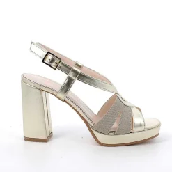 Woman Igi&Co Heeled Shoes-Platinum Women'S Heeled And Platform Sandals