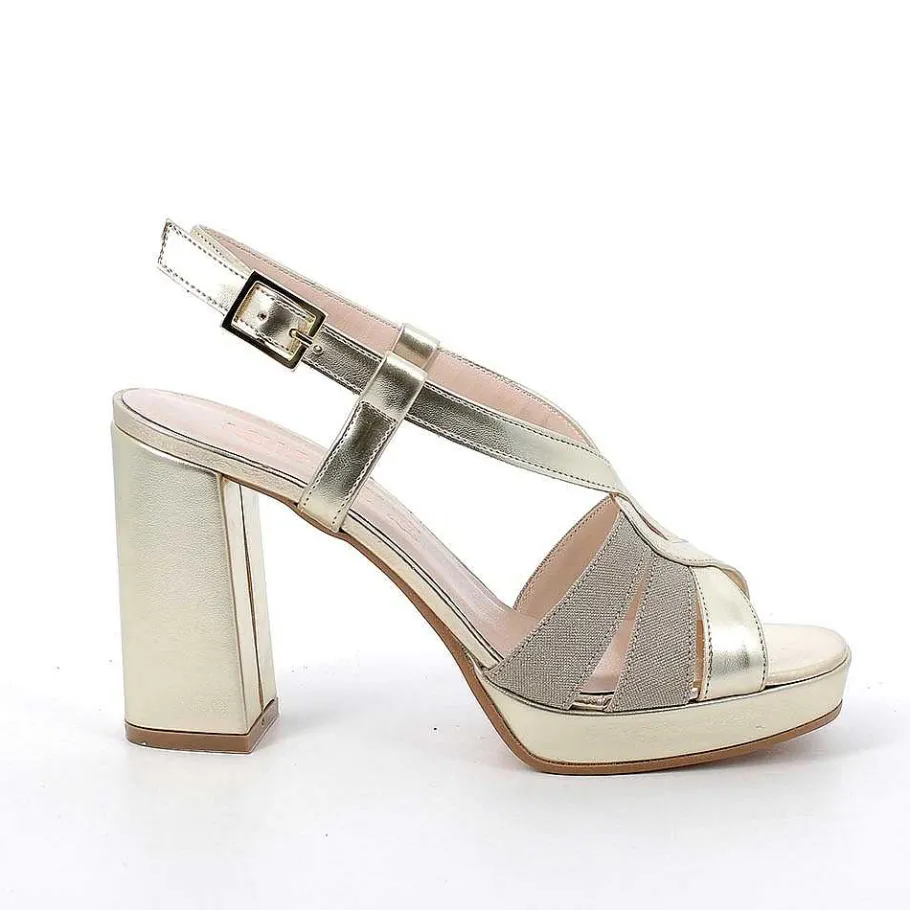 Woman Igi&Co Heeled Shoes-Platinum Women'S Heeled And Platform Sandals