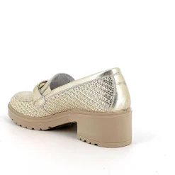 Woman Igi&Co Heeled Shoes-Platinum Women'S Leather Heeled Loafers