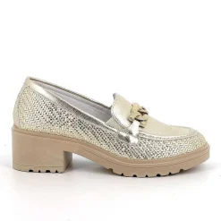 Woman Igi&Co Heeled Shoes-Platinum Women'S Leather Heeled Loafers