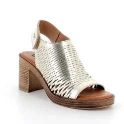 Woman Igi&Co Heeled Shoes-Platinum Women'S Leather Heeled Sandals