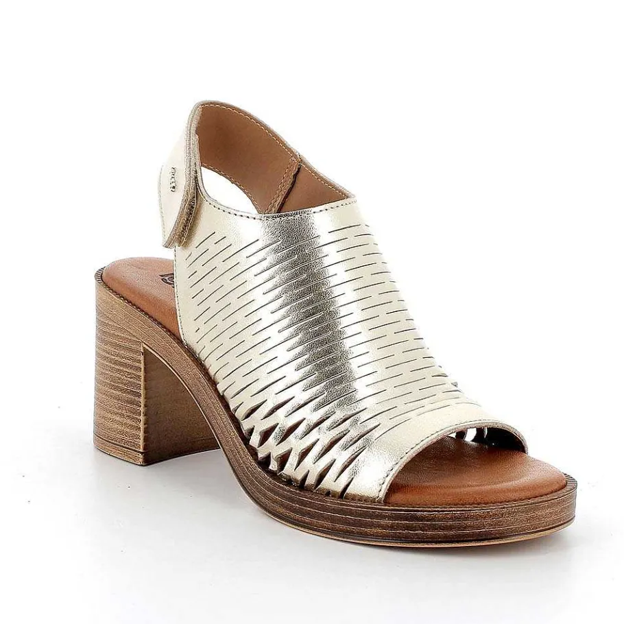 Woman Igi&Co Heeled Shoes-Platinum Women'S Leather Heeled Sandals