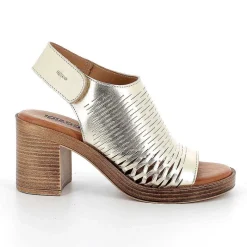 Woman Igi&Co Heeled Shoes-Platinum Women'S Leather Heeled Sandals