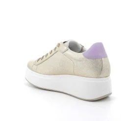 Woman Igi&Co Wedges-Platinum Women'S Leather Wedge Sneakers