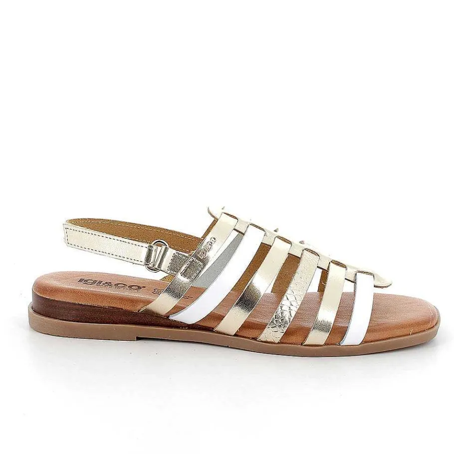 Woman Igi&Co Sandals And Flip Flops-Platinum-White Women'S Sandals
