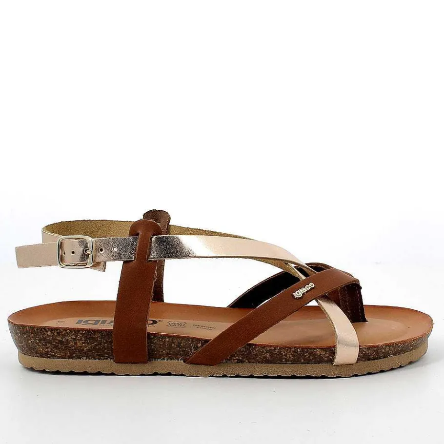 Woman Igi&Co Sandals And Flip Flops-Powder-Brown Women'S Leather Flip-Flop Sandal
