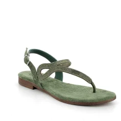 Woman Igi&Co Sandals And Flip Flops-Sage Green Women'S Leather Flip Flop Sandals