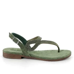 Woman Igi&Co Sandals And Flip Flops-Sage Green Women'S Leather Flip Flop Sandals