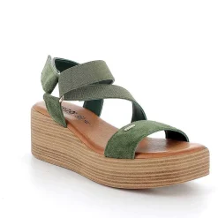 Woman Igi&Co Wedges-Sage Green Women'S Leather Wedge Sandals