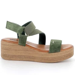 Woman Igi&Co Wedges-Sage Green Women'S Leather Wedge Sandals