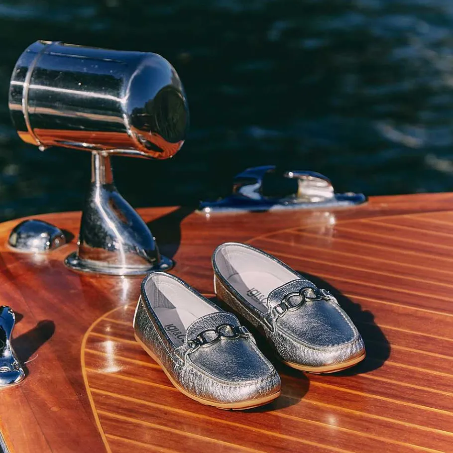 Woman Igi&Co Moccasins And Slip Ons-Silver Women'S Leather Loafers