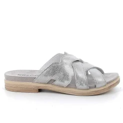 Woman Igi&Co Sandals And Flip Flops-Silver Women'S Leather Sandals