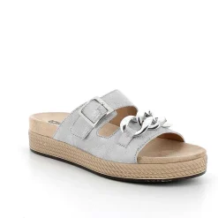 Woman Igi&Co Sandals And Flip Flops-Silver Women'S Leather Sandals