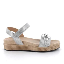 Woman Igi&Co Sandals And Flip Flops-Silver Women'S Leather Sandals