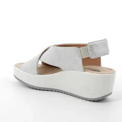 Woman Igi&Co Wedges-Silver Women'S Leather Wedge Sandals