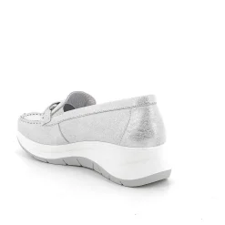 Woman Igi&Co Moccasins And Slip Ons-Silver Women'S Leather Wedge Loafers