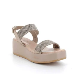 Woman Igi&Co Wedges-Taupe Women'S Leather Wedge Sandals