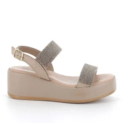 Woman Igi&Co Wedges-Taupe Women'S Leather Wedge Sandals