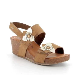 Woman Igi&Co Wedges-Taupe Women'S Leather Wedge Sandals