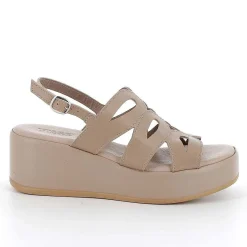 Woman Igi&Co Wedges-Taupe Women'S Leather Wedge Sandals