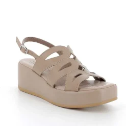 Woman Igi&Co Wedges-Taupe Women'S Leather Wedge Sandals