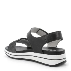 Woman Igi&Co Sandals And Flip Flops-Three Velcro Sandal In Dark Gray Printed Laminated Leather