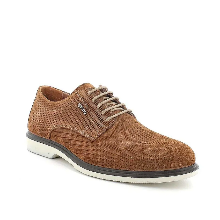 Man Igi&Co Lace Up-Tobacco Men'S Leather Lace-Ups