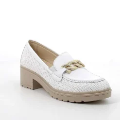 Woman Igi&Co Moccasins And Slip Ons-White Women'S Heeled Loafers