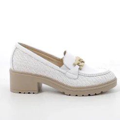Woman Igi&Co Moccasins And Slip Ons-White Women'S Heeled Loafers